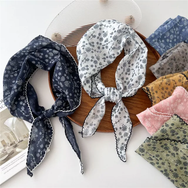 Cotton Linen Triangle Scarf Neck Head Scarves Headscarf Decorative Small Shawl.