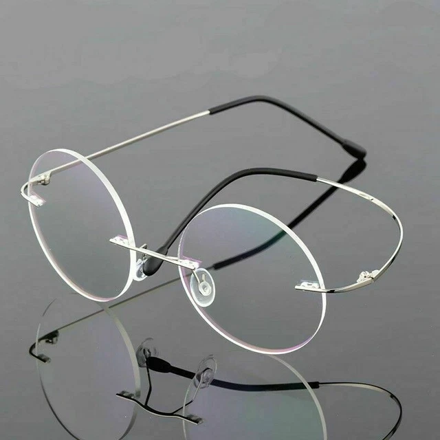 Round Rimless Eyeglass Glasses Frames Flexible Optical Vintage Titanium DFA167