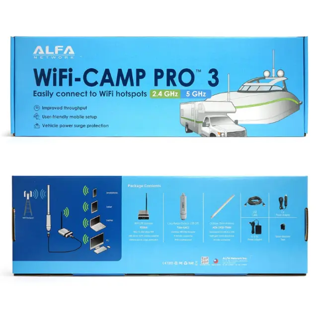 Kit repetidor ALFA WiFi Camp Pro 3 - doble banda (2,4 o 5 GHz) - RV, barco, cámper 3