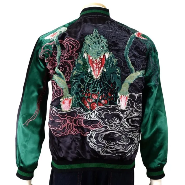 Sukajan Godzilla Biollante Japan Satin Embroidery Souvenir Jacket Black Cool