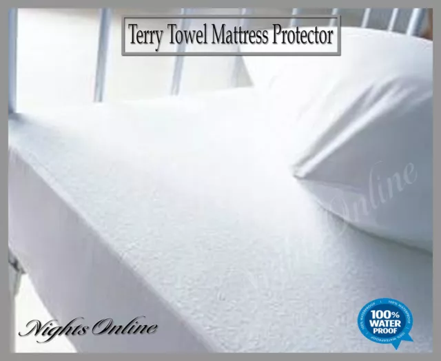 New Waterproof Terry Towel Mattress Protector, Fitted Sheet Cot Bed (60 x 120)