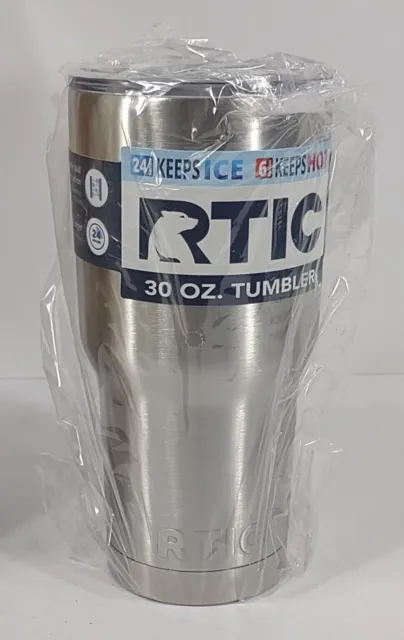 NIP RTIC silver stainless steel 30 oz insulated Travel Mug tumbler w/ Lid