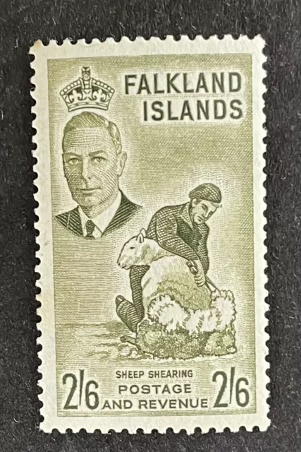 Falkland Islands 1952. 2s.6d Olive Stamp (MH)