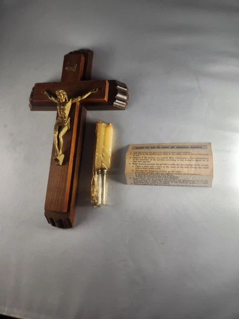 Vintage Catholic Crucifix Cross Sick Call Last Rites Kit  -( Complete!!!!)