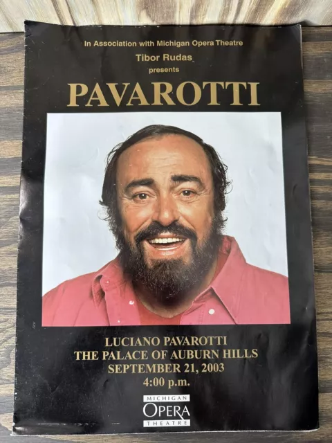 Luciano Pavarotti Michigan Opera Farewell Performance 2003 Program Poster