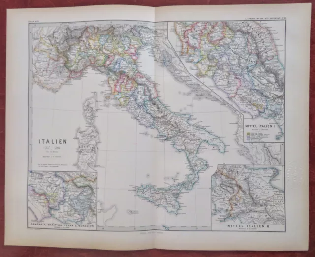 Medieval Italy 1137-1302 Papal States Tuscany Sicily Genoa Venice 1880 Menke map