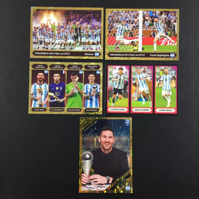 Lionel Messi 5 Stickers Panini Fifa 365 2024 World Cup 2022 Qatar / #416, 406...