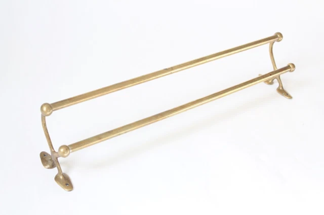 antique double towel bar rod rack holder | deco vtg victorian brass towel holder