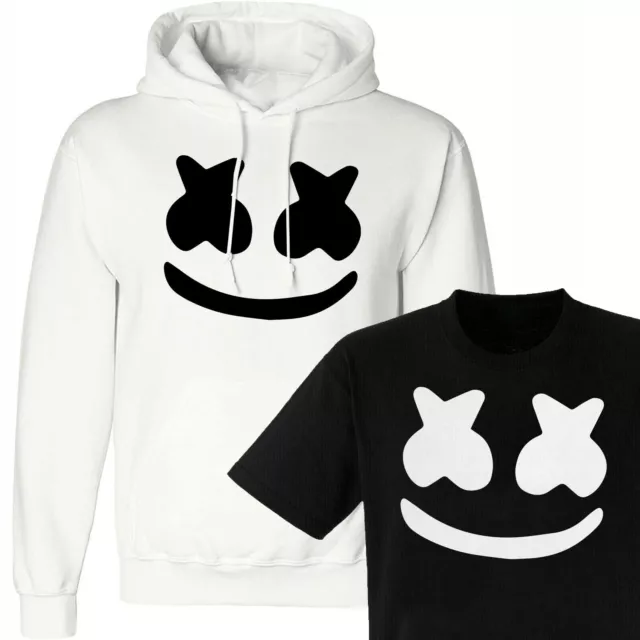 Novelty Marshmello Hoodie DJ Music Skin Gaming Kids Dance Mask Tshirt Gift