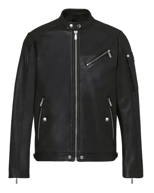 Diesel - Mens biker look leather jacket black - L-CASE-KA