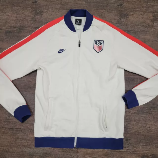 Nike White USA Team Full Zip Long Sleeve Pockets  Mens Size M Soccer Team Jacket