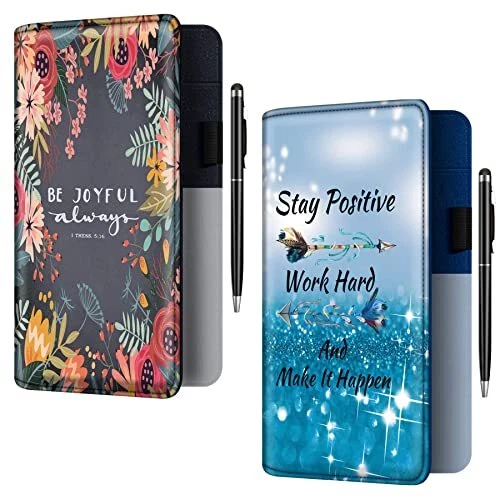 2 Pcs A Set, Server Book Organizer with Zipper Pocket, PU Leather Restaun