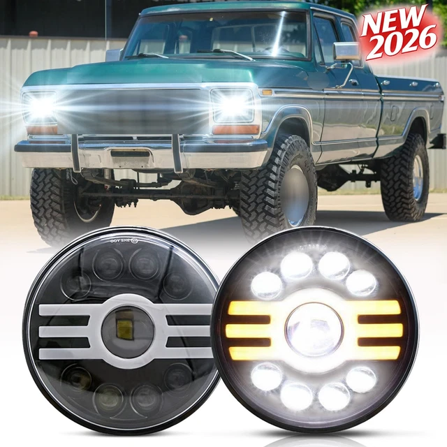 Fit Ford F-150 F-250 F-350 1978-1986 Chrome LED Headlight Hi-Lo DRL Turn Signal