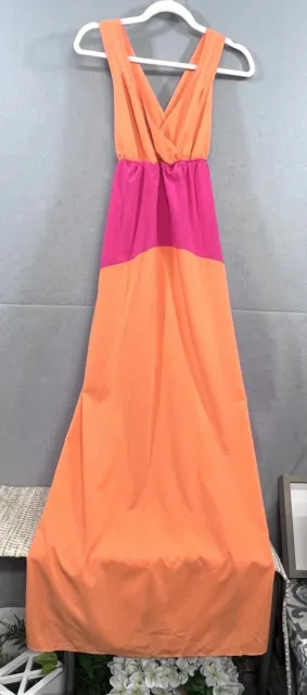 Anthropologie Judith March Maxi Dress Size Small Orange & Pink Tropical