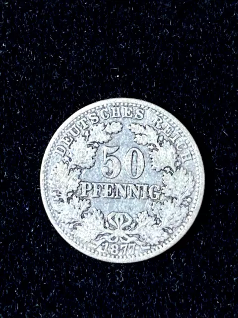 Jäger 8   Silbermünze Kaiserreich -  50 Pfennig  1877 E