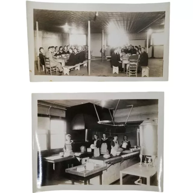 Vtg 40s Black White Photos Cafeteria Kitchen Men Women Uniforms Suits Lot Of 2