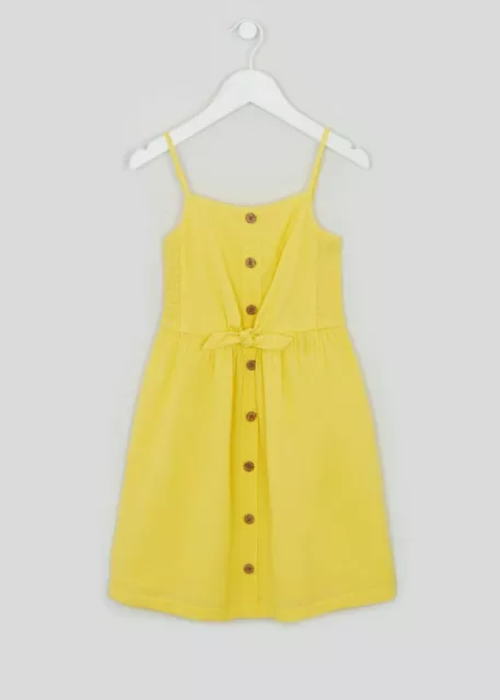 Girls Matalan Yellow Summer Dress Button Front Age 4 - 7 Years