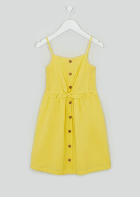 Girls Matalan Yellow Summer Dress Button Front Age 3 - 5 Years