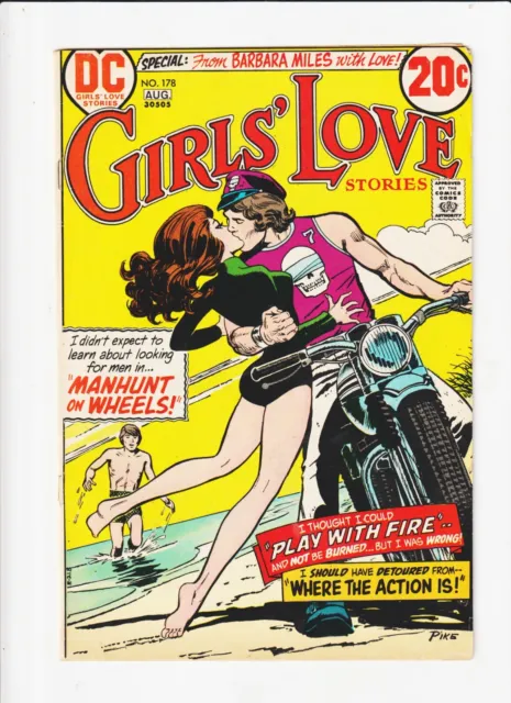 Girls Love  Stories  178 Romance D.c. Comic  -1973, Play With Fire/ Biker Cover