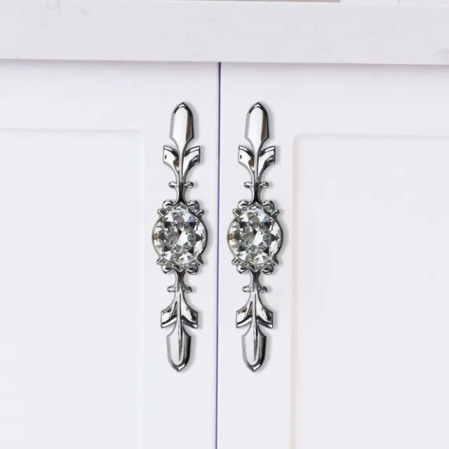 2/6X Crystal Glass Cabinet Door Knob Diamond Wardrobe Drawer Kitchen Handle Lot