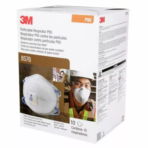 3M Particulate Respirator 8576, P95, Pack of 10, Nuisance Level  Acid Gass Rel