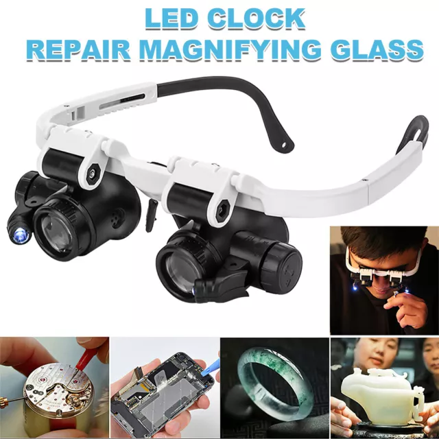 23X Magnifier Magnifying Eye Glass Loupe Jeweler Watch Repair Kit With LED Light