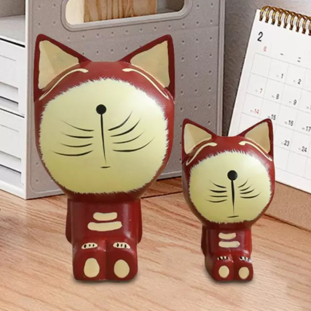 Statue de chat en bois, Figurine d'art, petite Figurine de chat pour chambre