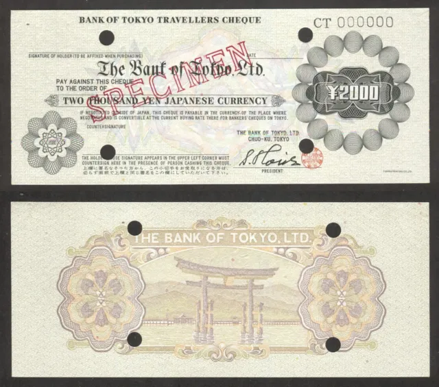 Japan - The Bank of Tokyo - 2000 yen - travellers cheque - SPECIMEN