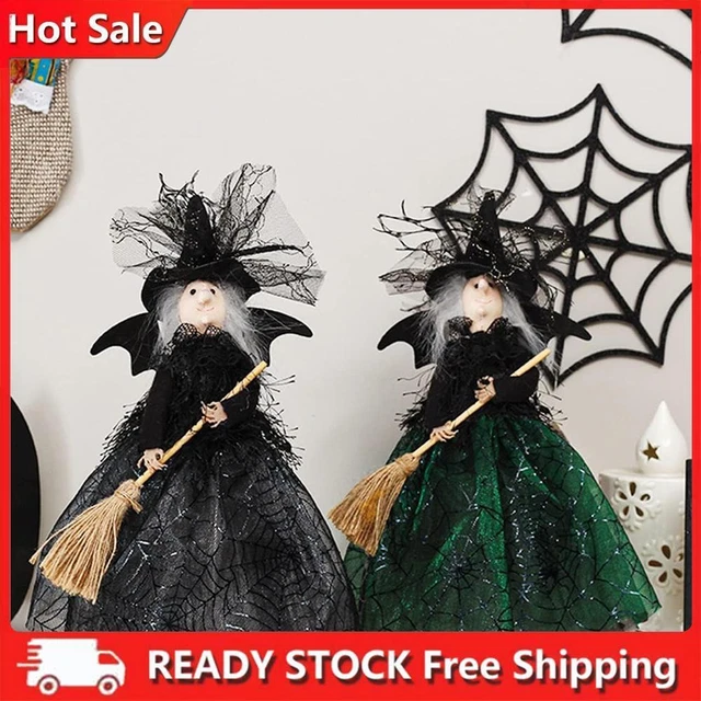 Halloween piccolo giocattolo strega con gonna ragnatela 11 pollici figura strega in piedi