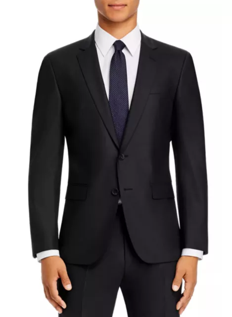 Hugo Boss Mens Slim Fit Wool Tonal Micro-Check Sport Coat 40 Regular Black - NWT