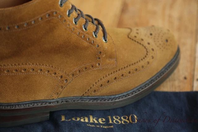 LOAKE 1880 BEDALE Tan Brown Suede Derby Brogue Boots Shoes UK 7.5 G US ...