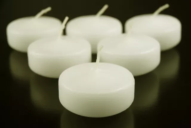 5 x White Floating 6cm Candle Room Table Centrepiece Pool 5h burn BUY QTY RQ'D