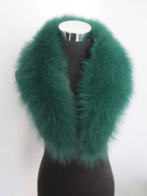 100% Real fox fur collar/ neck wrap/scarf /women jacket collar GREEN collar 80cm