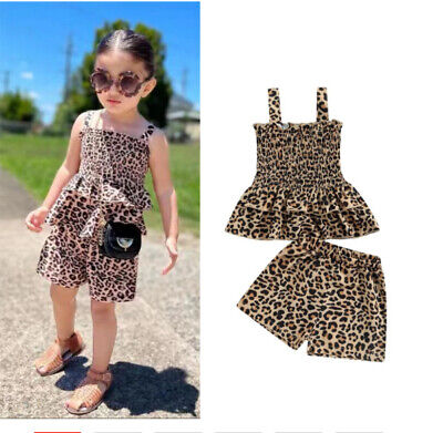 Newborn Baby Girls Leopard print Romper Tops Shorts Set Infant Clothes Outfits
