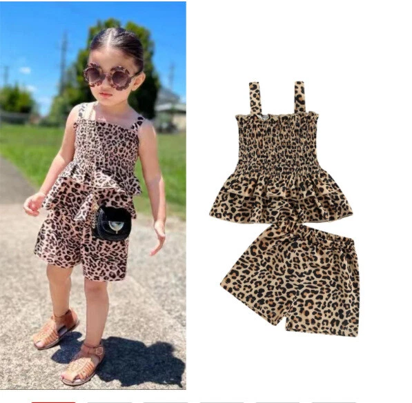 Set pantaloncini con romper top neonate neonate stampa leopardata abiti per neonati