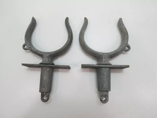 Nos Galvanized Pair 3+1/4 Inch Life Boat Oar Locks & Mounts Decor (C2.5A266B)