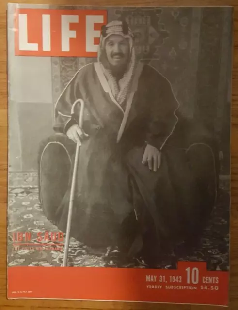 Rare May 31 1943 Life Magazine King Ibn Saud Saudi Arabia