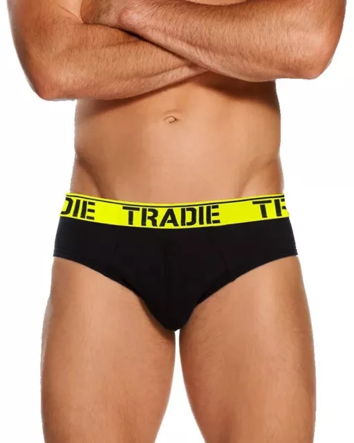 Mens 6 Pack Tradie 3-6XL Plus Size Cotton Underwear Briefs Black Fluro (SB3)