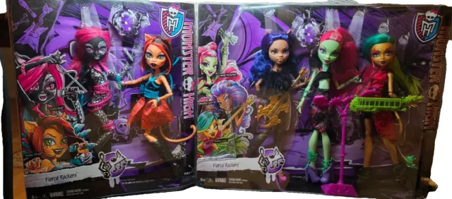 Mattel Lot 2015 Monster High Dolls NRFB Fierce Rockers 2 Pack & 3 Pack Diary NIB