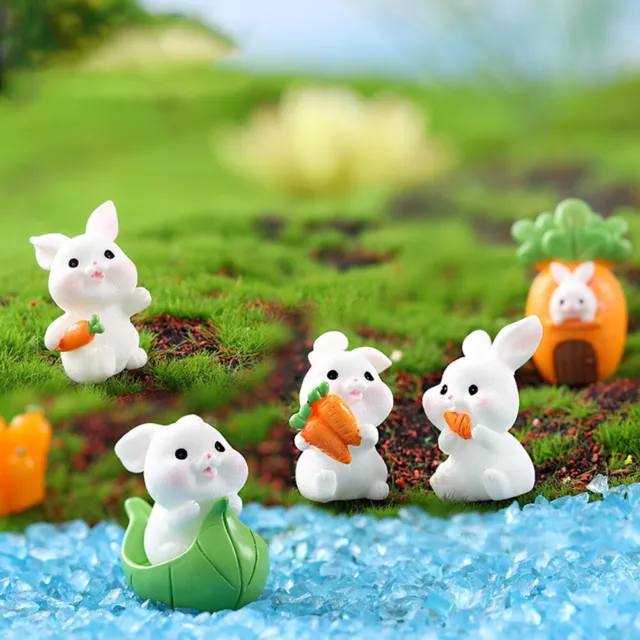 10 figurines de lapin de ferme simulées ornements de lapin en résine pour mini