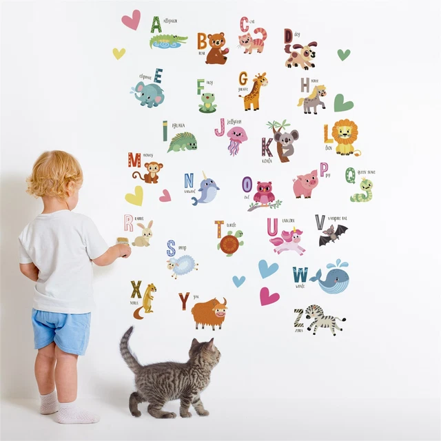 35PCS ANIMAL ALPHABET Wall Stickers Kids Child Early Education Nursery ...