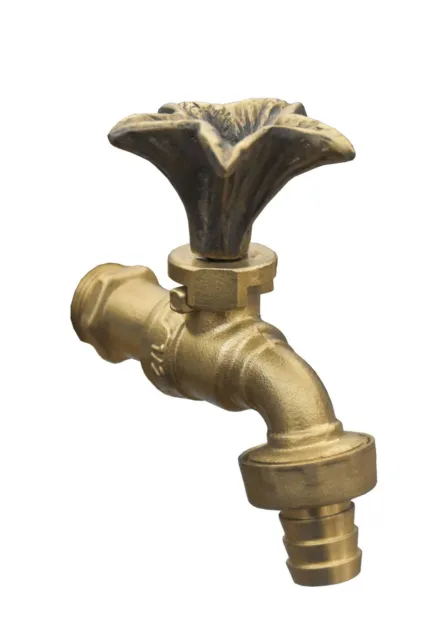 Brass Garden Faucet Tap Gourd Flower Spigot Vintage Water Home Outdoor Decor
