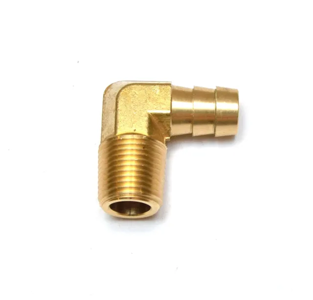 1/2" Hose ID x 3/8" NPT Male Barbed Elbow Fitting Brass Air, Water, Oil, Gas