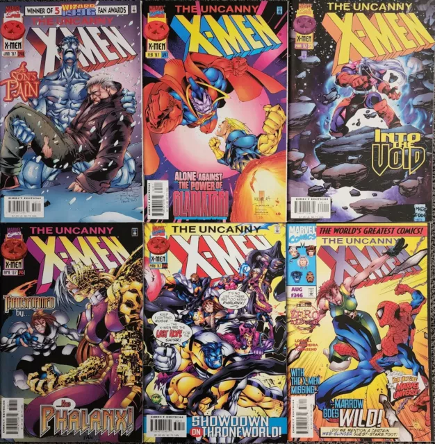 Uncanny X-Men #340, 341, 342, 243, 344, 346 1997 Marvel Comic Book Lot Lobdell 1
