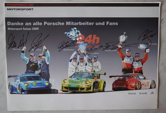 Porsche Motorsport Poster Autogramme Lieb Long Lietz usw. 24 Stunden Rennen ADAC