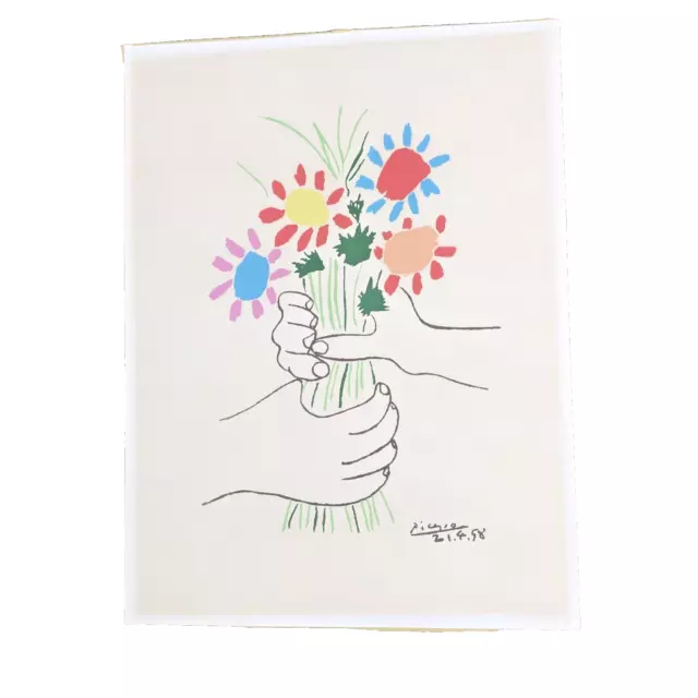 De Colección Pablo Picasso Serigrafía Le Ramo De Flores Manos Flores Mediados De Siglo