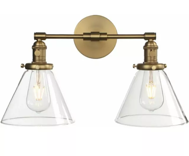 Double Sconce Antique Industrial Wall Sconce Light With Dual 7.3 Inch Cone Canop