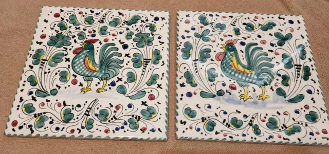 2 Deruta Orvieto Green tiles made in Italy