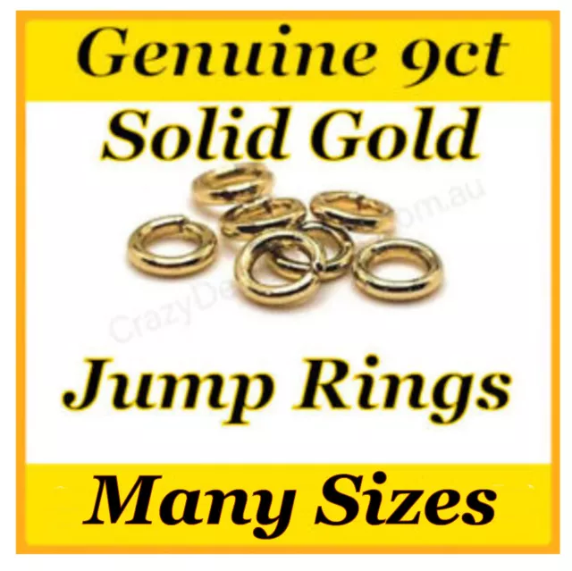 GENUINE 9ct SOLID YELLOW GOLD OPEN JUMP RINGS "FREE DELIVERY "