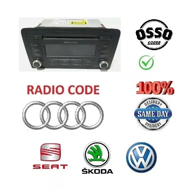 ✅VAG VW SKODA AUDI VOLKSWAGEN RADIO CODE - Anti Theft Code - PIN DECODE UNLOCK ✅